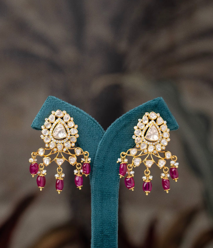 925 Silver Rumman Polki Earring - Amrrutam
