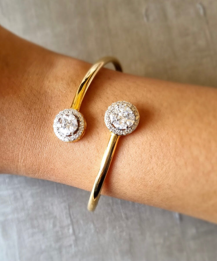 925 Silver Taneirra CZ Cuff Bracelet - Amrrutam