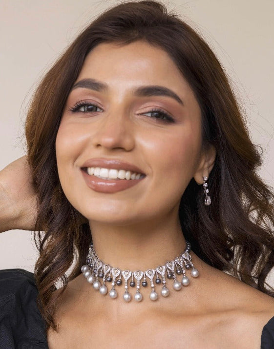 925 Silver Nova Black Pearl Necklace - Amrrutam