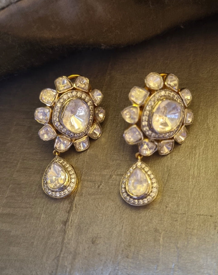 925 Silver Ramagya Polki Drop Earring - Amrrutam