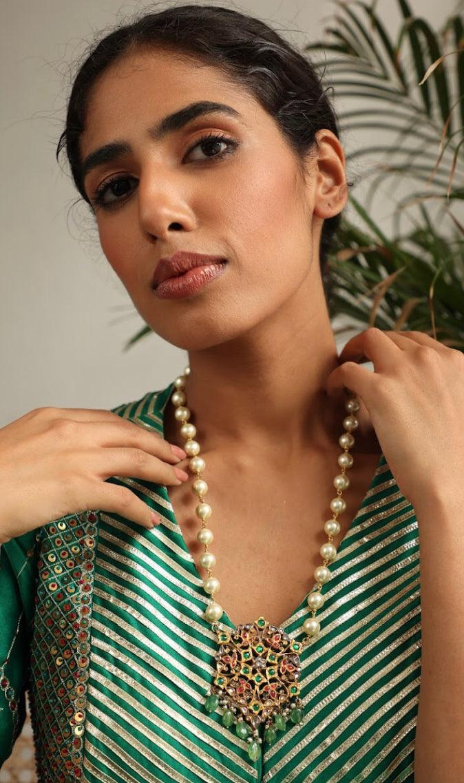 925 Silver Bavara Zaidya Long Necklace - Amrrutam