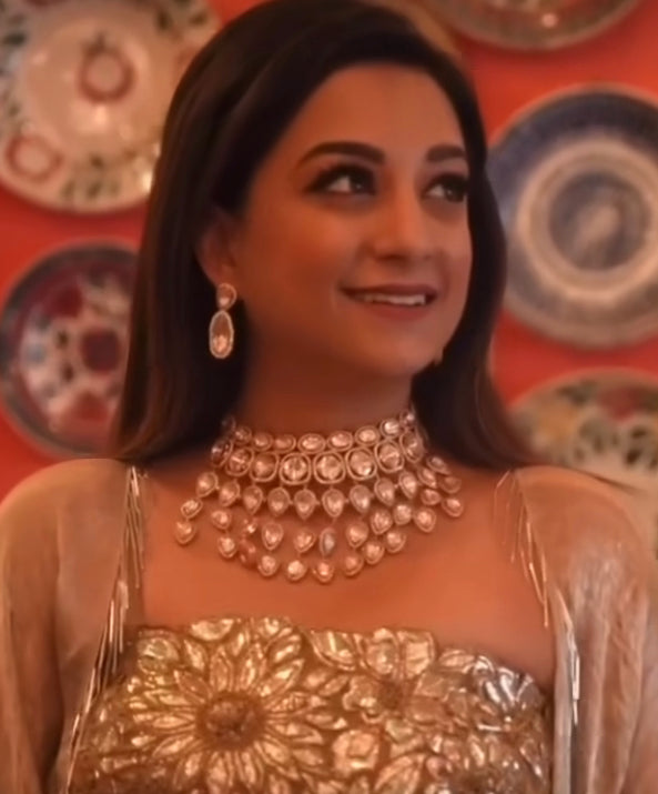 925 Silver Kresya Polki Choker Necklace - Amrrutam