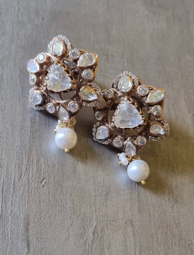 925 Silver Dharziya Polki Drop Earring - Amrrutam