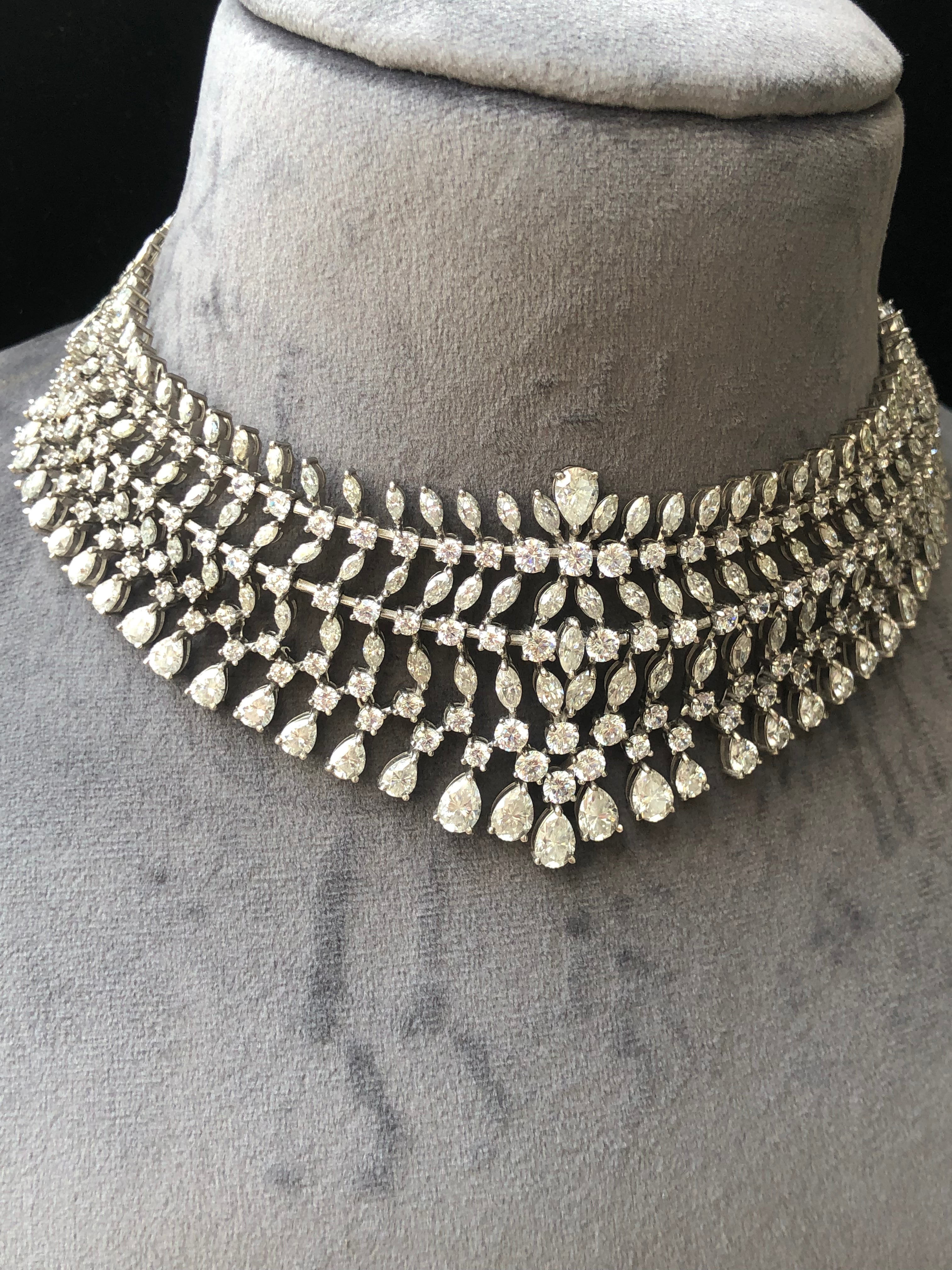 925 Silver Miaz CZ Choker Necklace - Amrrutam Jewellery