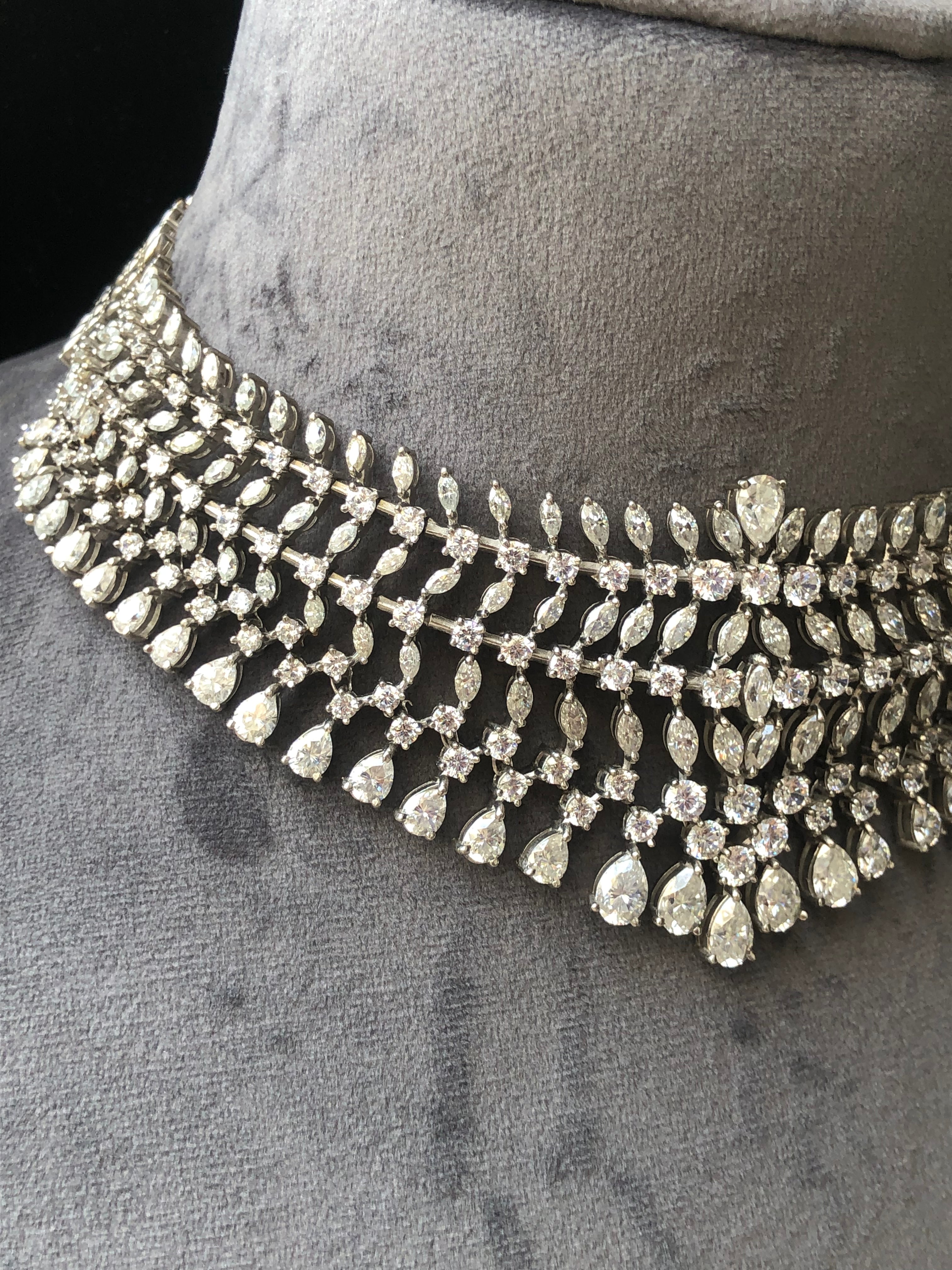 925 Silver Miaz CZ Choker Necklace - Amrrutam Jewellery