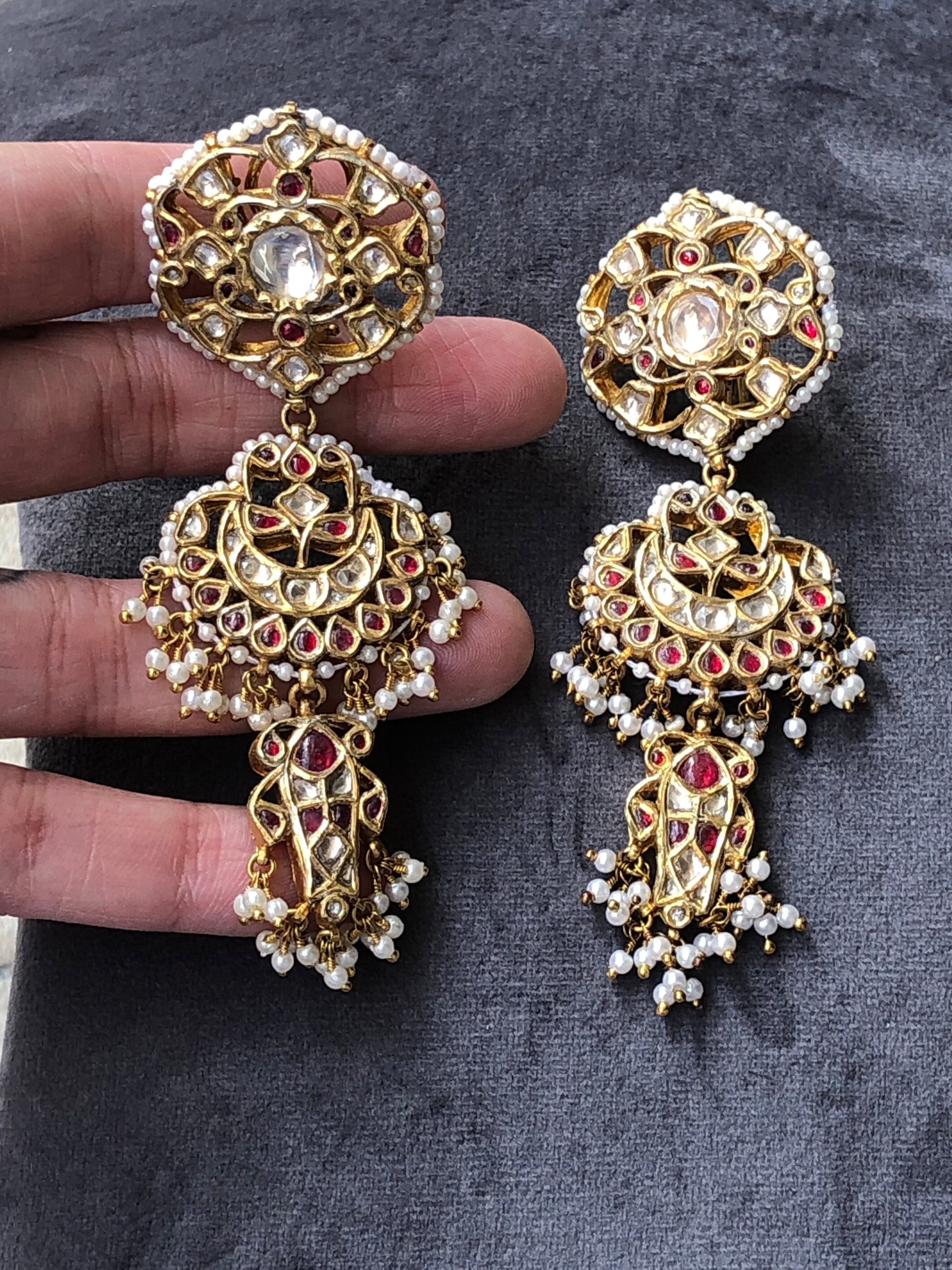 925 Silver Pankiyan Polki Earring - Amrrutam Jewellery