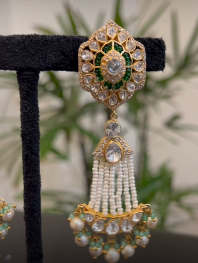 925 Silver Simone Polki Chandbali Earring - Amrrutam