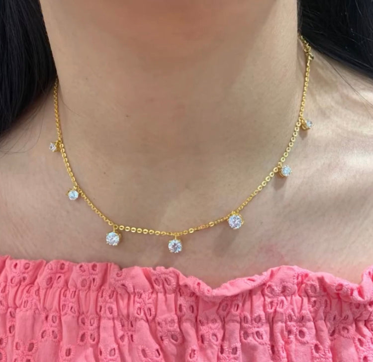 925 Silver Delicate Swarovski Necklace - Amrrutam