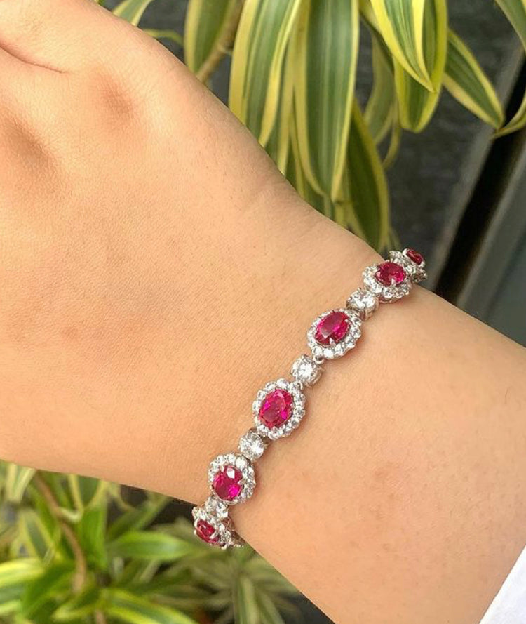 925 Silver Ruby Bracelet - Amrrutam