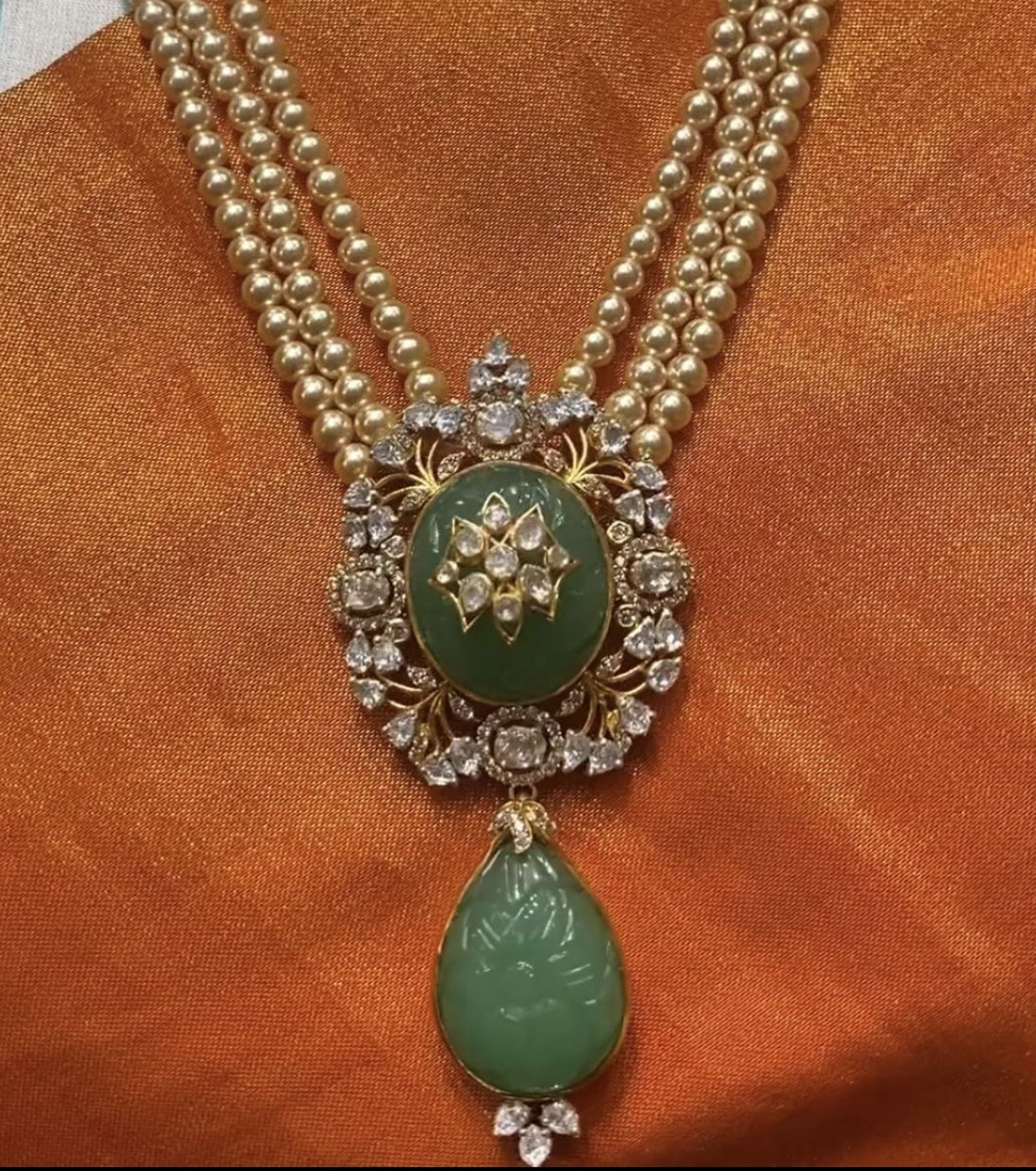 925 Silver Kaneri Polki Pendant Necklace - Amrrutam Jewellery