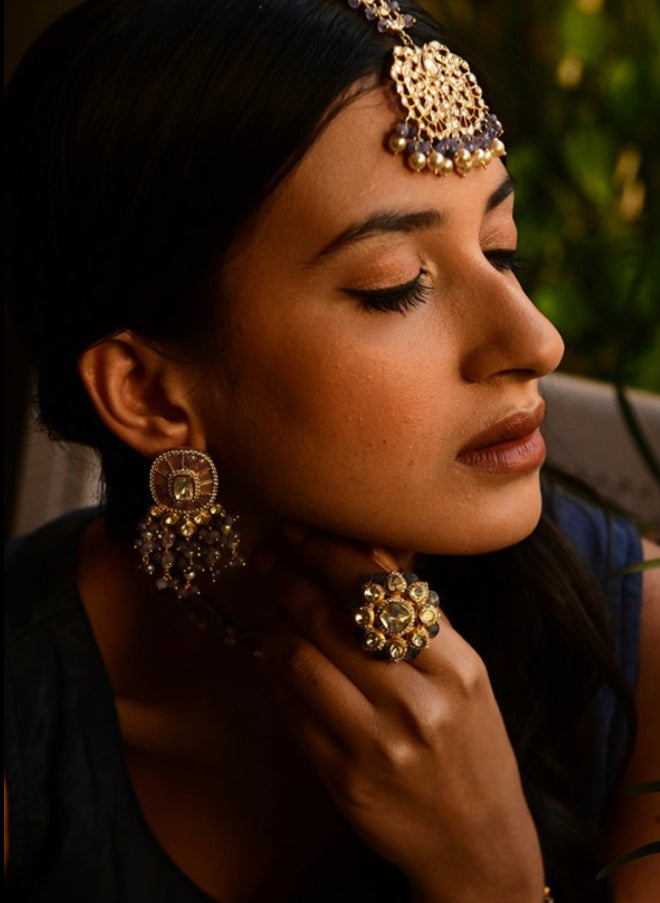 925 Silver Gunsha Pastel Polki Drop Earring - Amrrutam
