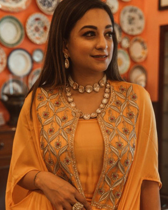 925 Silver Gajeha Polki Choker Necklace Set - Amrrutam