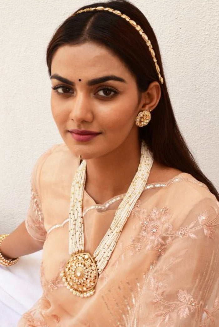 925 Silver Thamasya Pendant Polki Necklace - Amrrutam