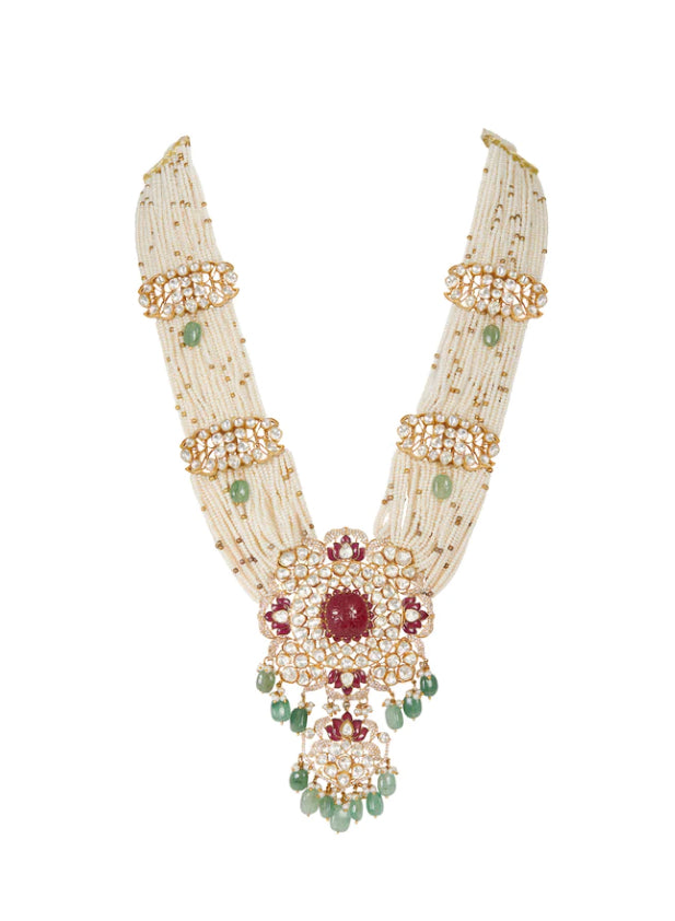 925 Silver Shamaya Polki Bridal Necklace - Amrrutam