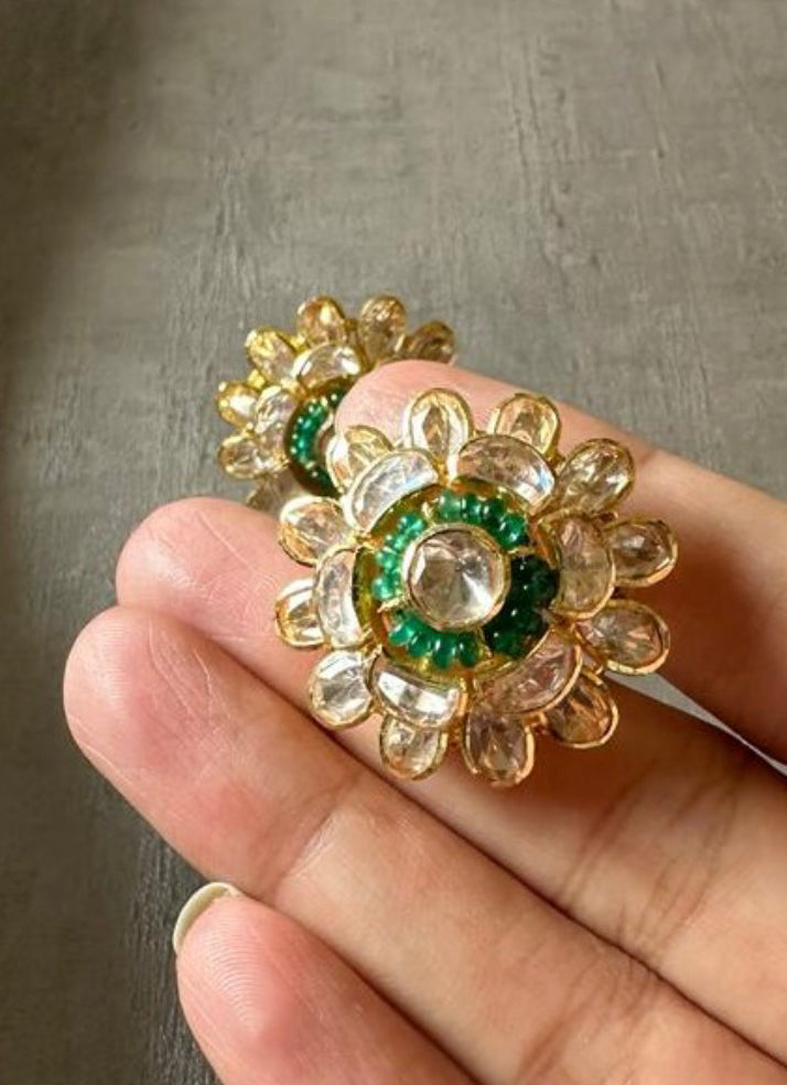 925 Silver Apurva Polki Stud Earring - Amrrutam