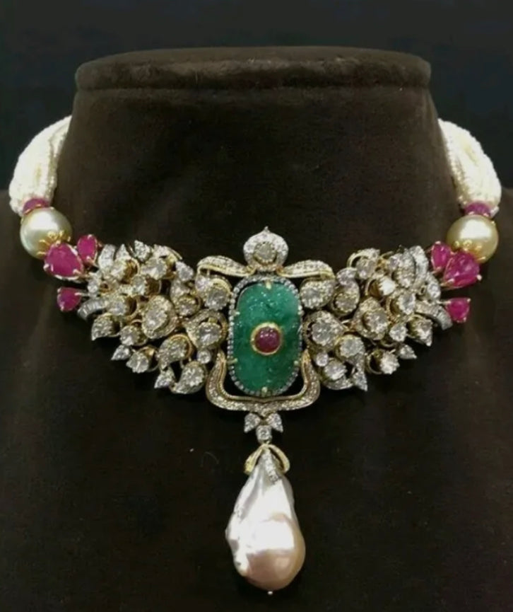 925 Silver Moraya Polki Necklace - Amrrutam