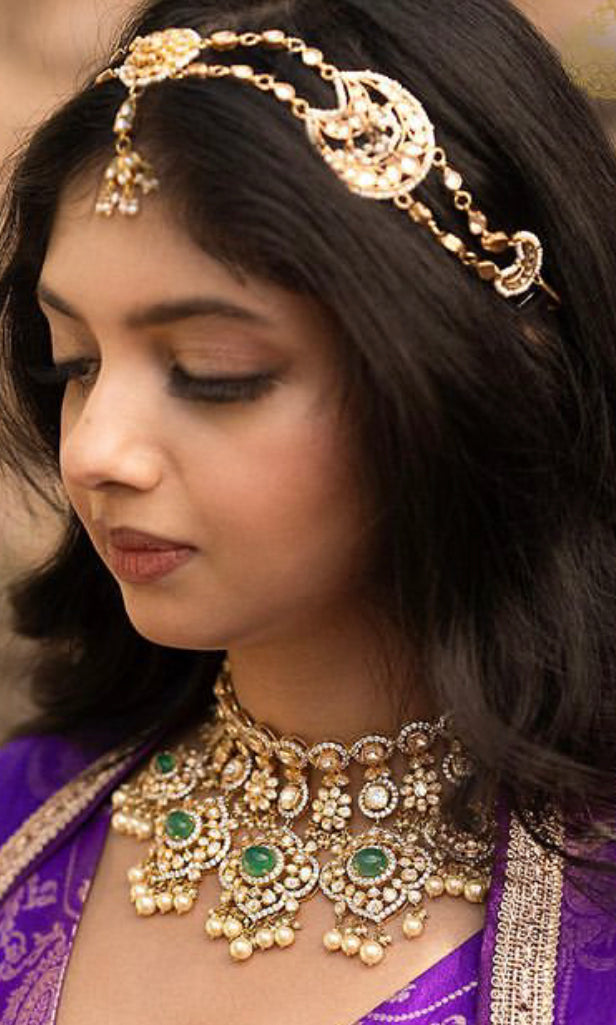 925 Silver Taqveer Polki Necklace Set - Amrrutam