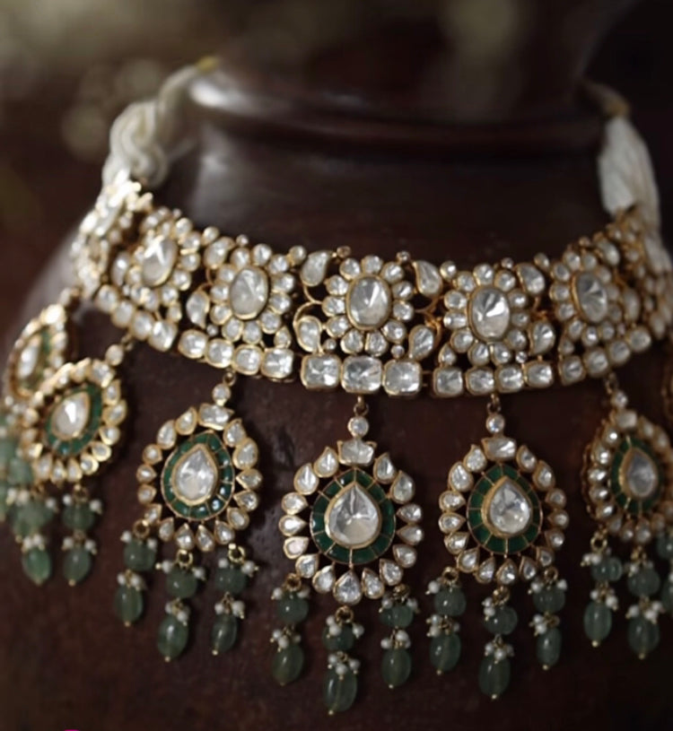 925 Silver Krisha Wedding Polki Necklace - Amrrutam Jewellery