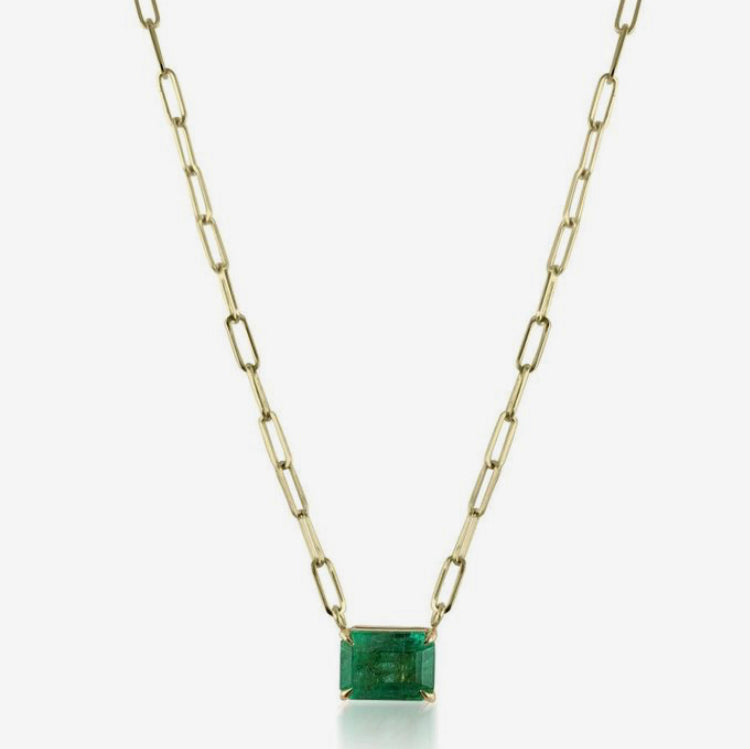 Green Chain Choker Necklace in 92.5 Silver - Amrrutam