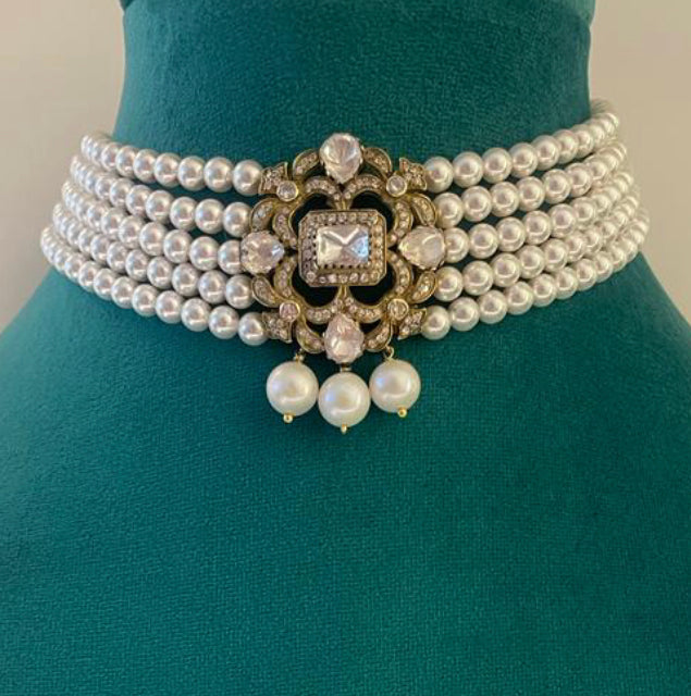 925 Silver Mayanka Victorian Choker Necklace - Amrrutam