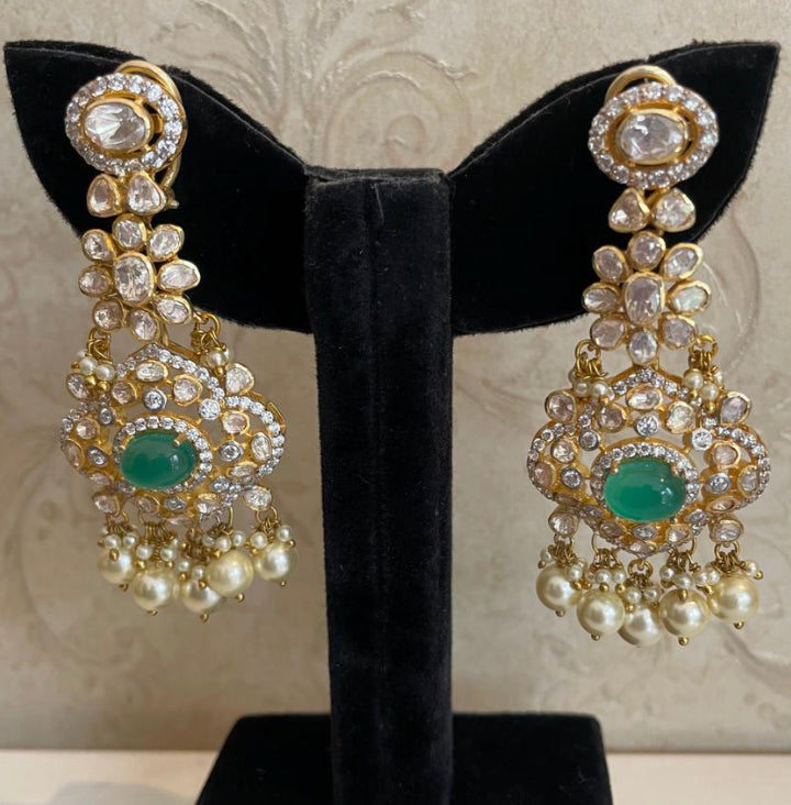 925 Silver Taqveer Polki Necklace Set - Amrrutam
