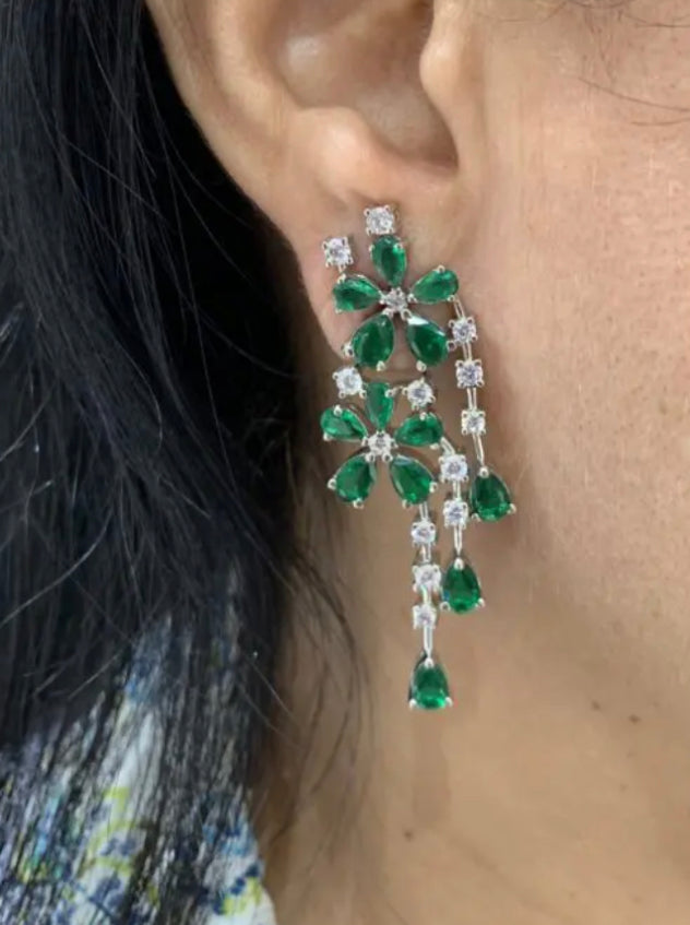 925 Silver Terra Green Swarovski Earrings - Amrrutam