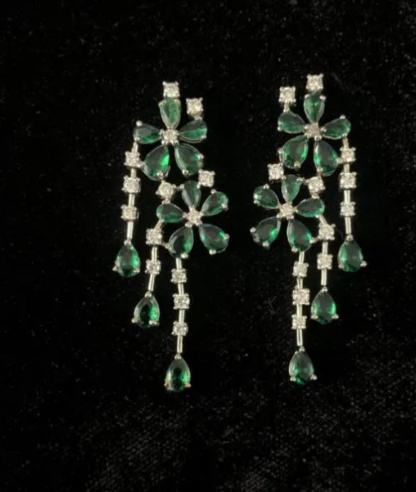 925 Silver Terra Green Swarovski Earrings - Amrrutam
