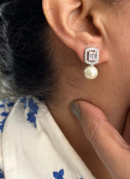 925 Silver Julie Swarovski Drop Earrings - Amrrutam