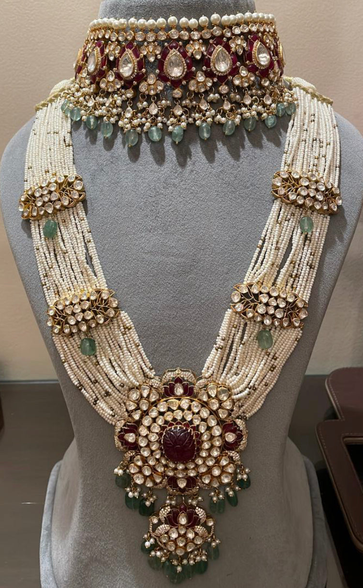 925 Silver Shamaya Polki Bridal Necklace - Amrrutam