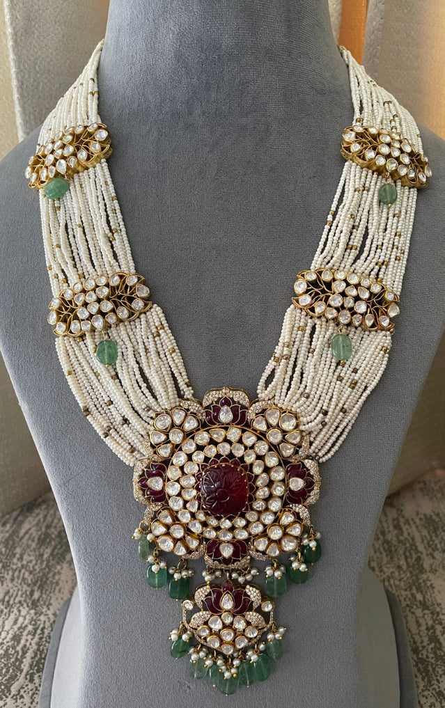 925 Silver Shamaya Polki Bridal Necklace - Amrrutam