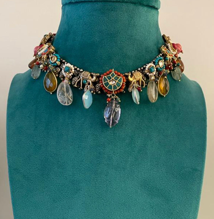 925 Silver Vartikeya Fusion Choker Necklace - Amrrutam