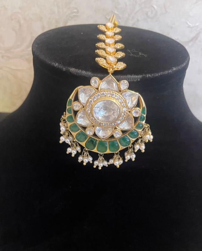 925 Silver Farida Polki Maangtika - Amrrutam