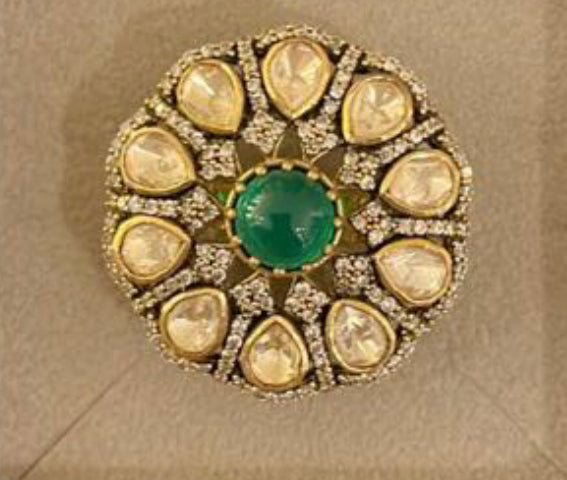 925 Silver Keerath Polki Ring - Amrrutam