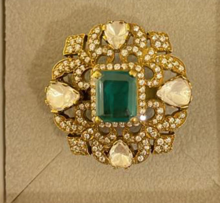 925 Silver Eshiya Polki Ring - Amrrutam