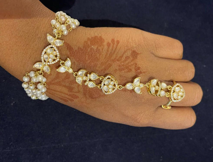925 Silver Saransh Kundan Haathphool - Amrrutam