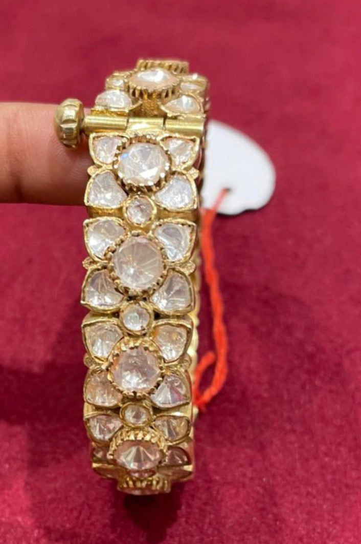 925 Silver Dipshikha Polki Bangle - Amrrutam