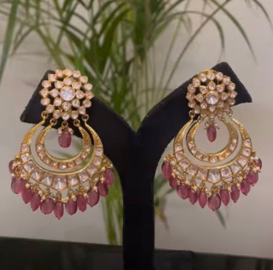 925 Silver Garbha Ruby Chandbali Earring - Amrrutam