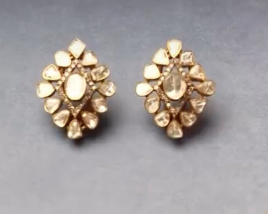 925 Silver Malti Uncut Diamond Stud Earring - Amrrutam Jewellery