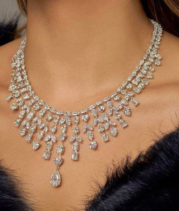 925 Silver Sasha Swarovski Necklace - Amrrutam