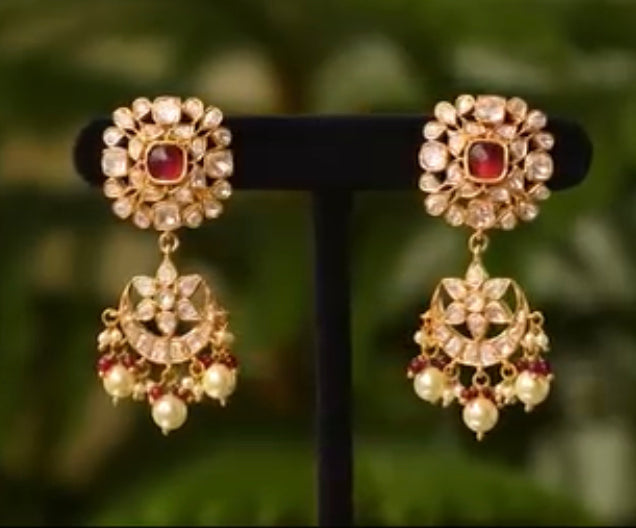 925 Silver Manasvi Ruby Polki Festive Choker Necklace Set - Amrrutam Jewellery