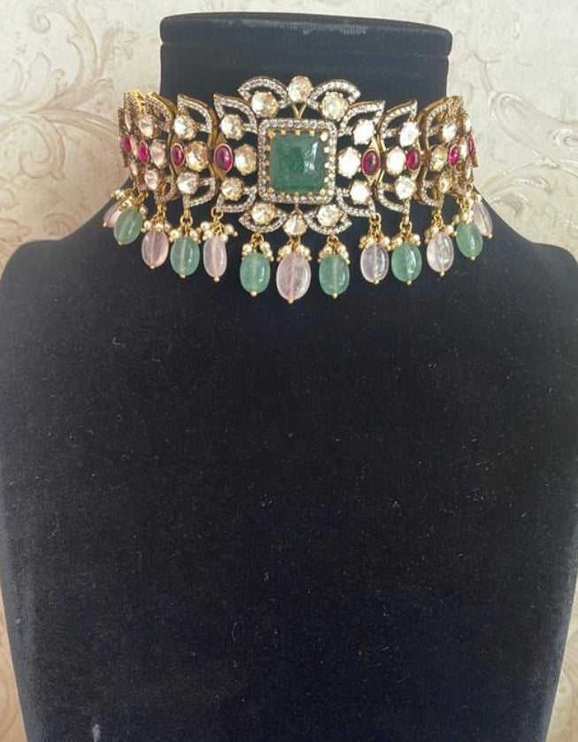 925 Silver Anaya Pastel Necklace Set - Amrrutam