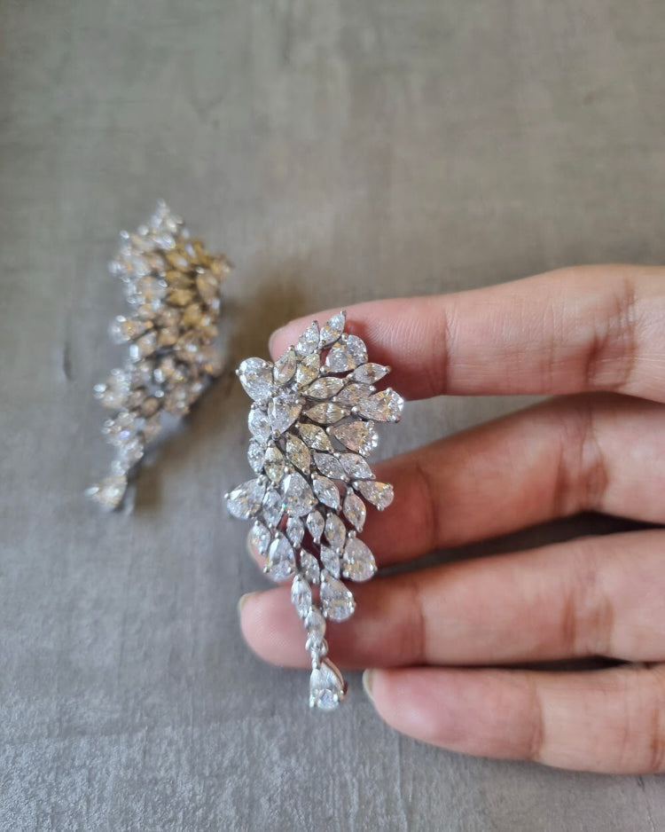 925 Silver Vyoma CZ Statement Earring - Amrrutam