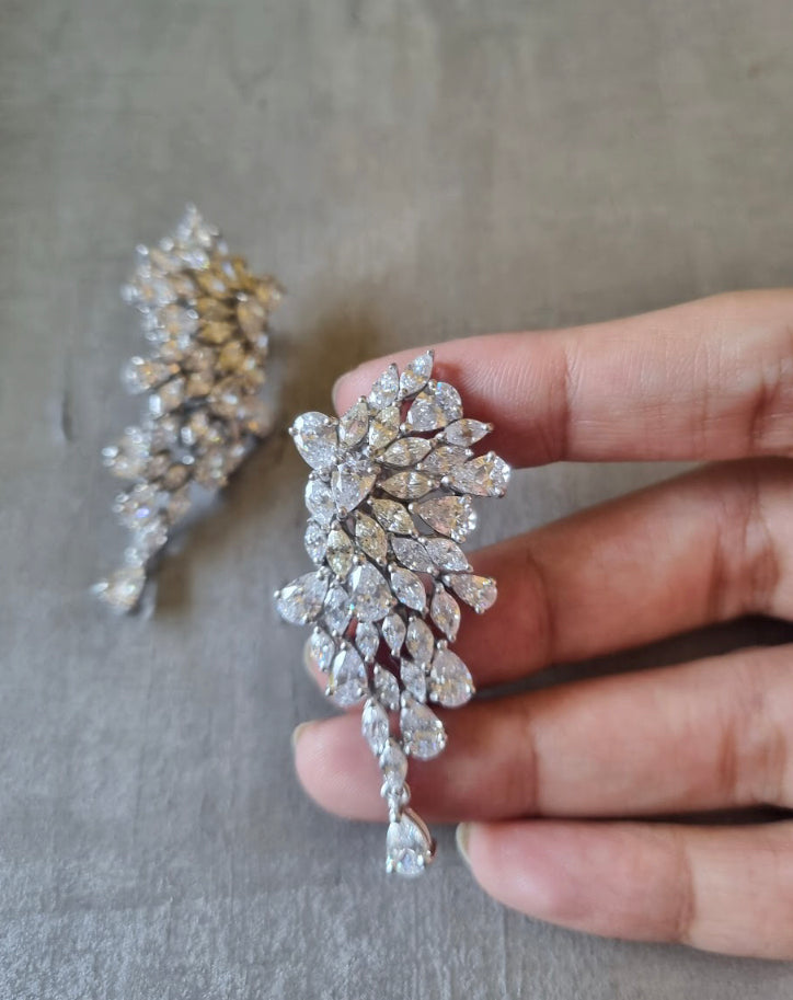 925 Silver Vyoma CZ Statement Earring - Amrrutam
