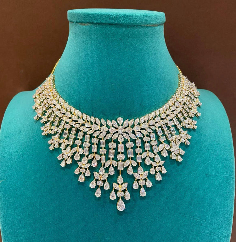 925 Silver Mariya Statement CZ Necklace - Amrrutam Jewellery