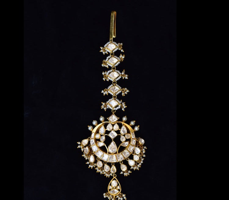 925 Silver Bandini Polki Maangtika - Amrrutam Jewellery