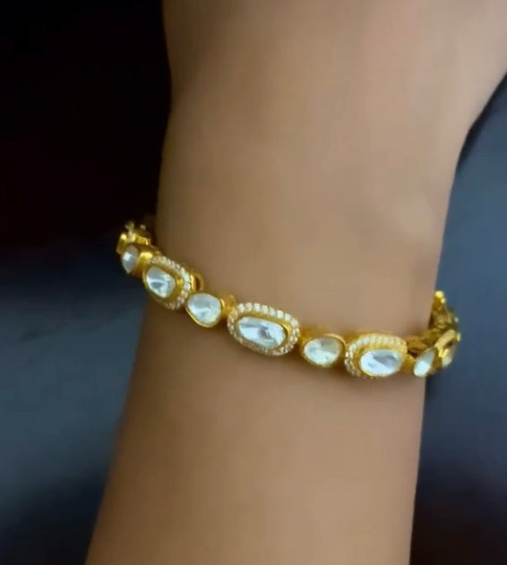 925 Silver Shanaya Polki Bangle Set - Amrrutam Jewellery