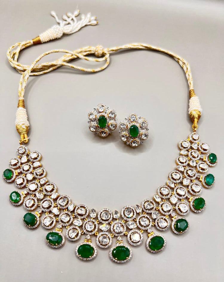 925 Silver Sophia Bridal Polki Necklace Set