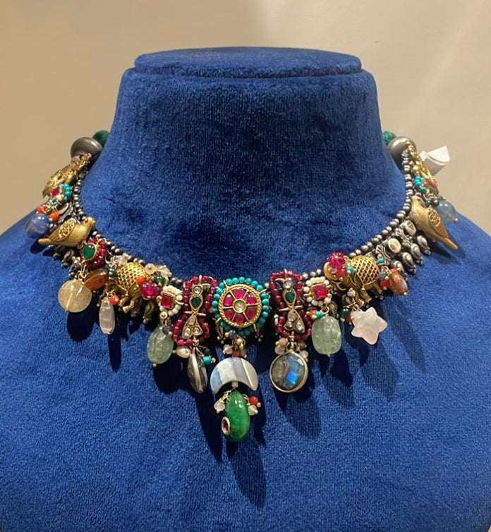 925 Silver Radhey Tribal Choker Necklace