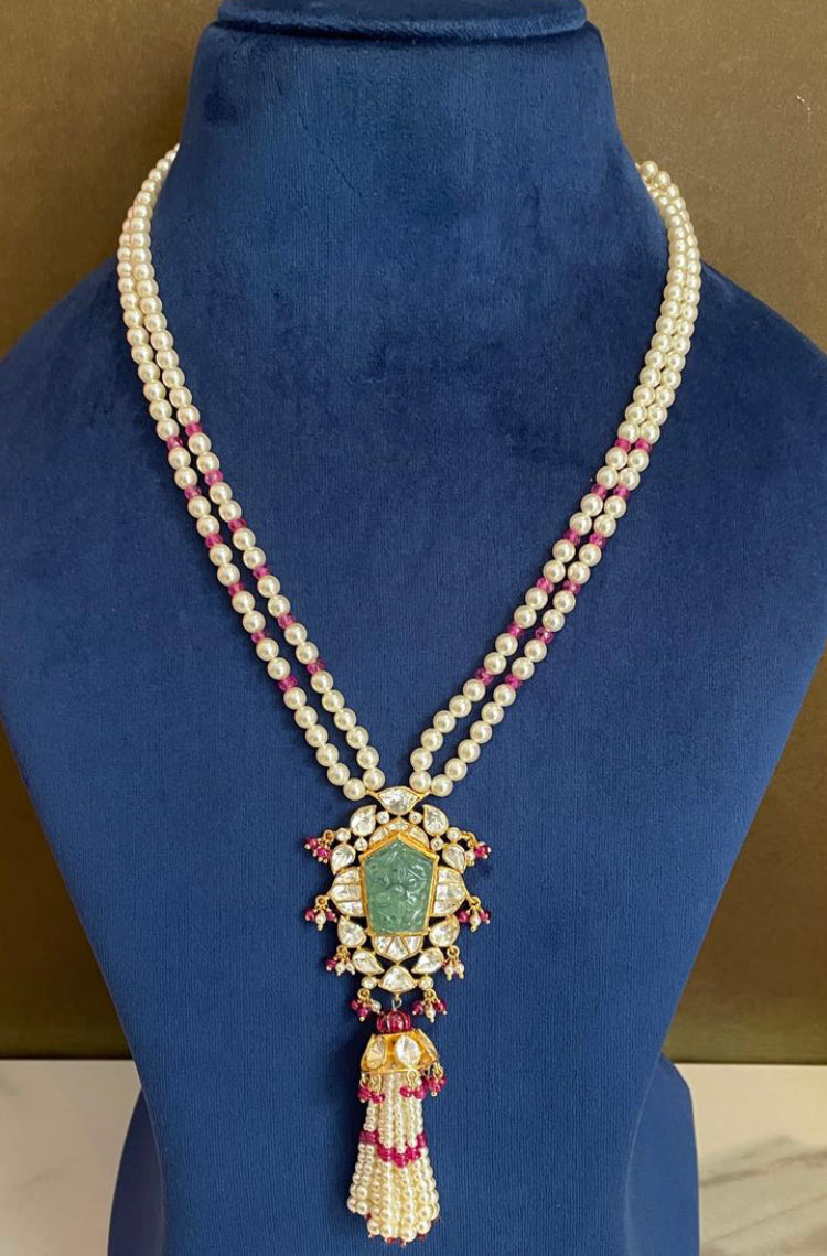 925 Silver Moria Polki Pendant Necklace
