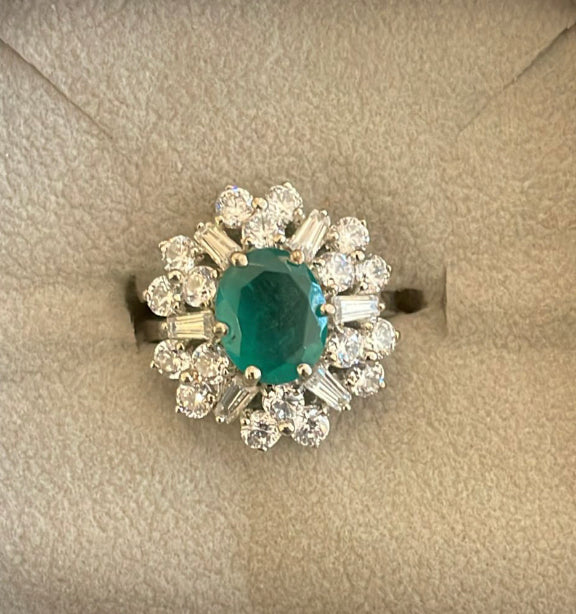 925 Silver Malta Emerald CZ Ring